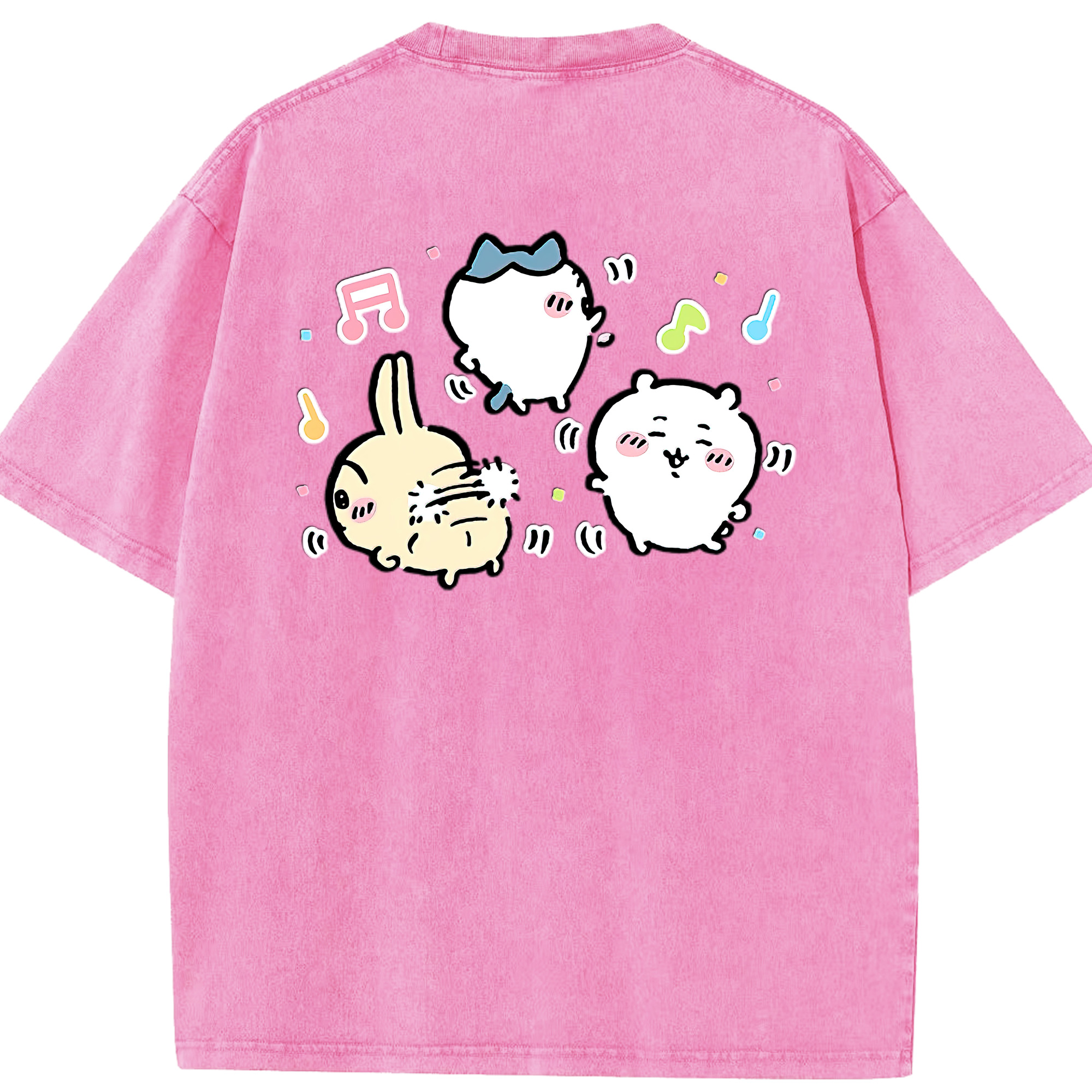 （画像用） ちいかわ うさぎ Chii-kawa usagi 綿100% ヴィンテージ風 半袖Tシャツ（背面プリント）